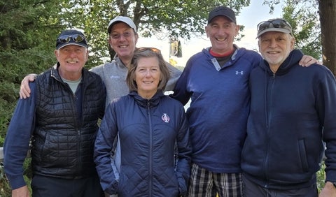 Tom Mulligan (Civil ’81, ’83), Peter Weiler (Mech ’81, ’83), Peggy Mulligan (BMath '81), Neil Thomson (Civil ’81, ’83, ’87) and Chris Taylor (BES ’81).