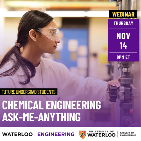 Webinar information over top of photo of student in a lab