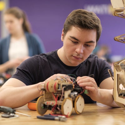 Student working on a project in the WatiMake lab