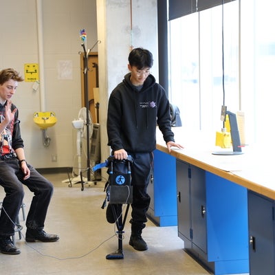 Students testing a project