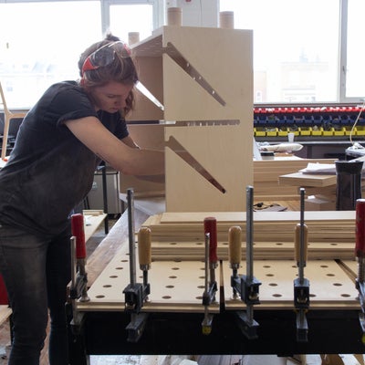 Student working in design workshop