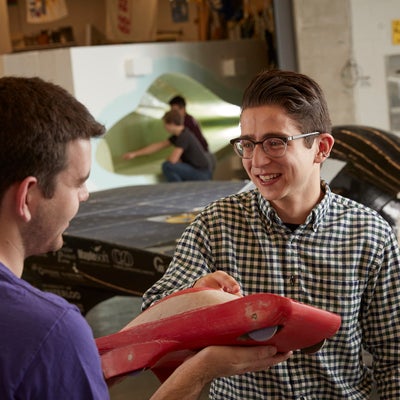 Students talking while working