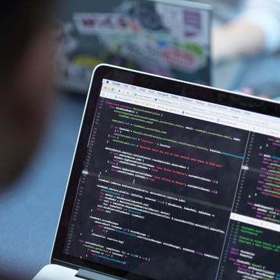 Coding on a laptop