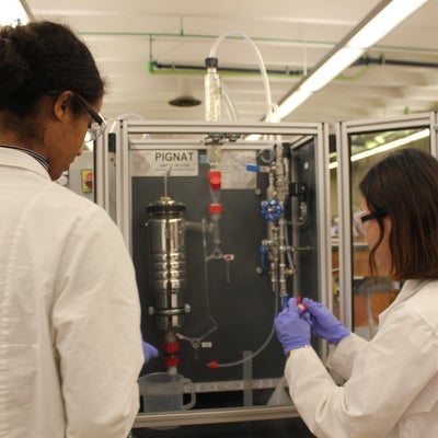 Two students in lab