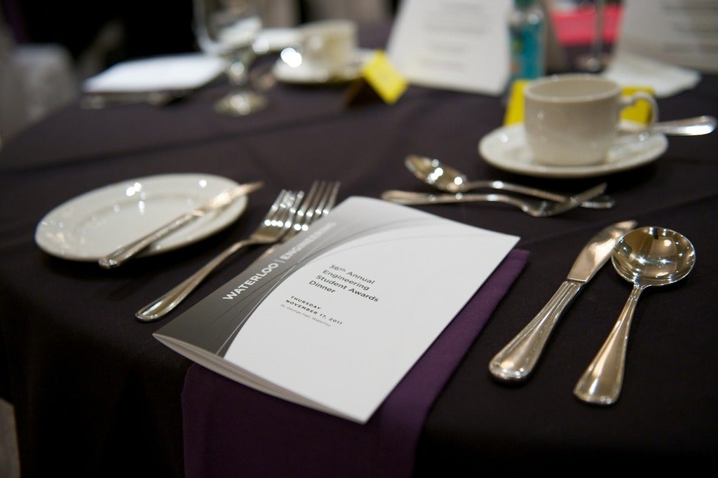 Table setting at the Engineering Student Awards Dinner 2011