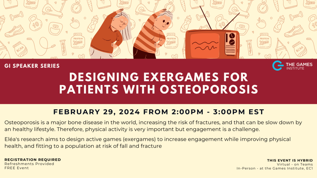 Poster for "Designing Exergames for Patients with Osteoporosis" Event