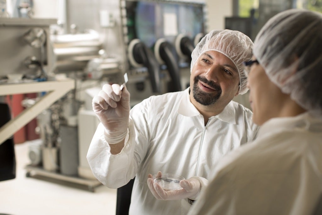 Professor Hany Aziz in the lab
