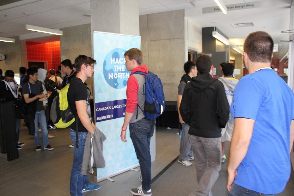 Students in front of Hack the North sign