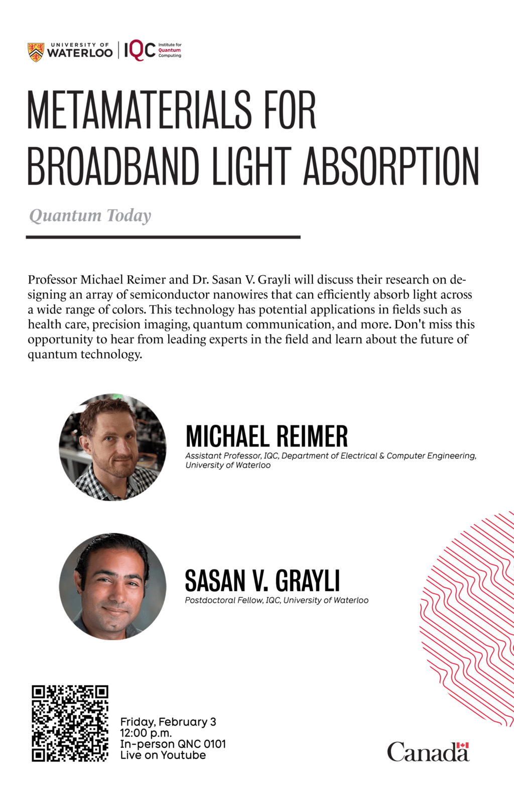 Quantum Today: Metamaterials for Broadband Light Absorption event poster