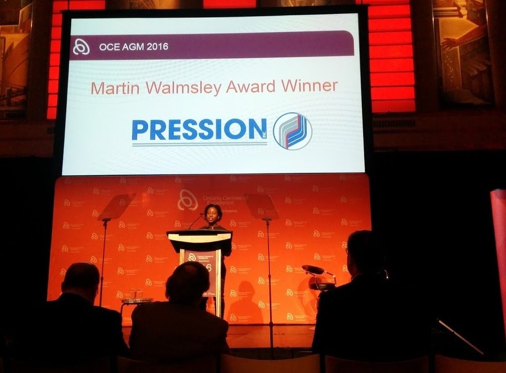 Chekema Prince at Ontario Centres of Excellence awards.