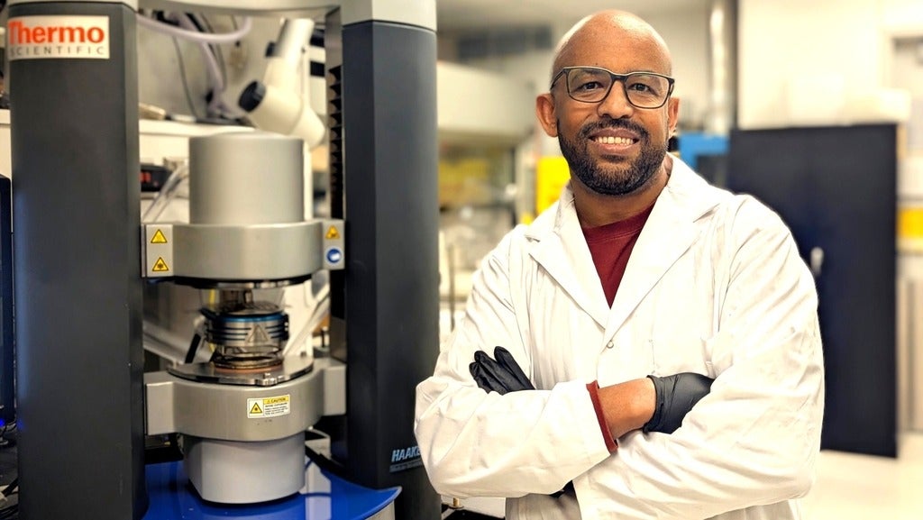 Professor Tizazu Mekonnen in his lab.