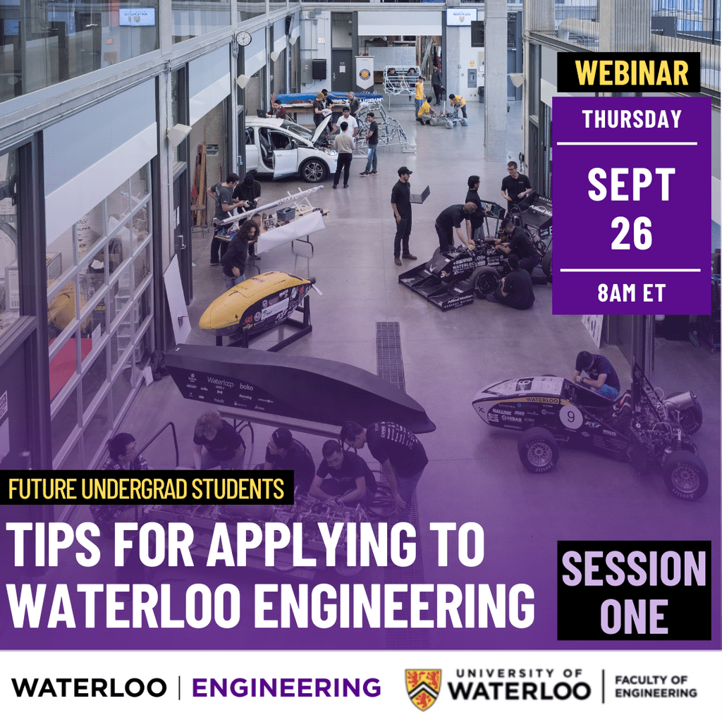 Webinar information over top of a photo of the student design centre