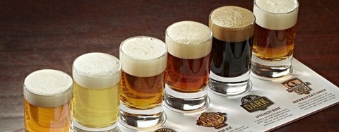 a flight of 6 different craft beers