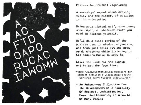 Posters For Student Activism event image snellen chart over black and white splotches