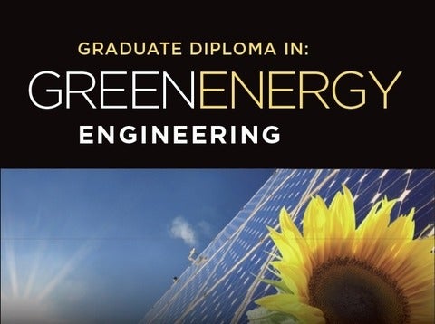 Graduate Diploma in Green Energy Engineering photo of sunflower and solar panels