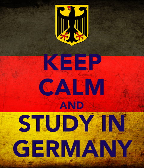 the german flag with keep calm and study in Germany printed on it