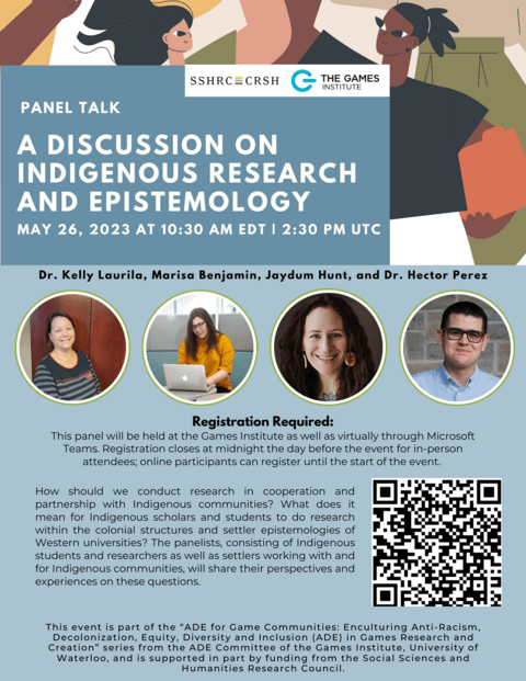 A promotional poster for "A Discussion on Indigenous Research and Epistemology" 