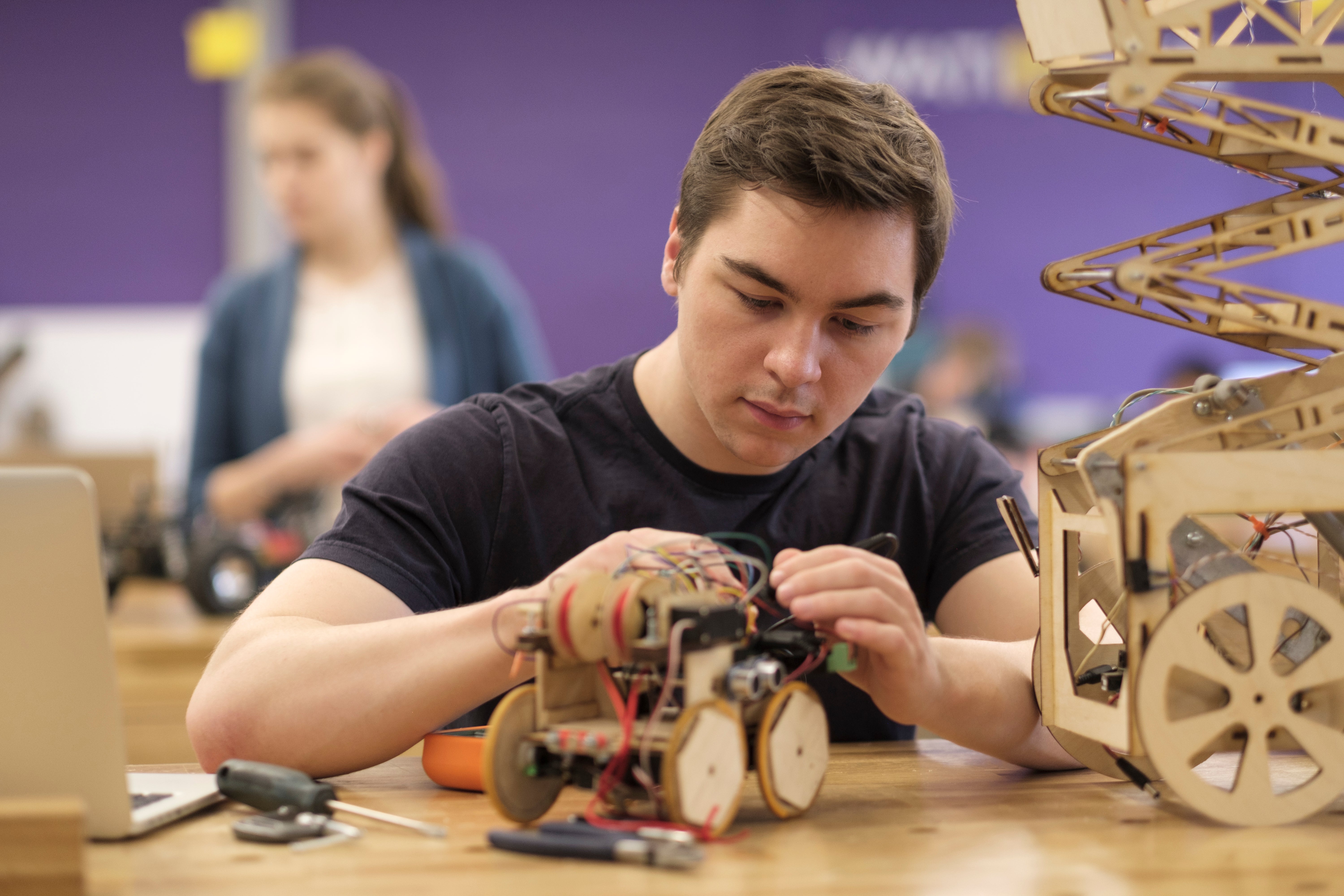 Student working on a project in the WatiMake lab