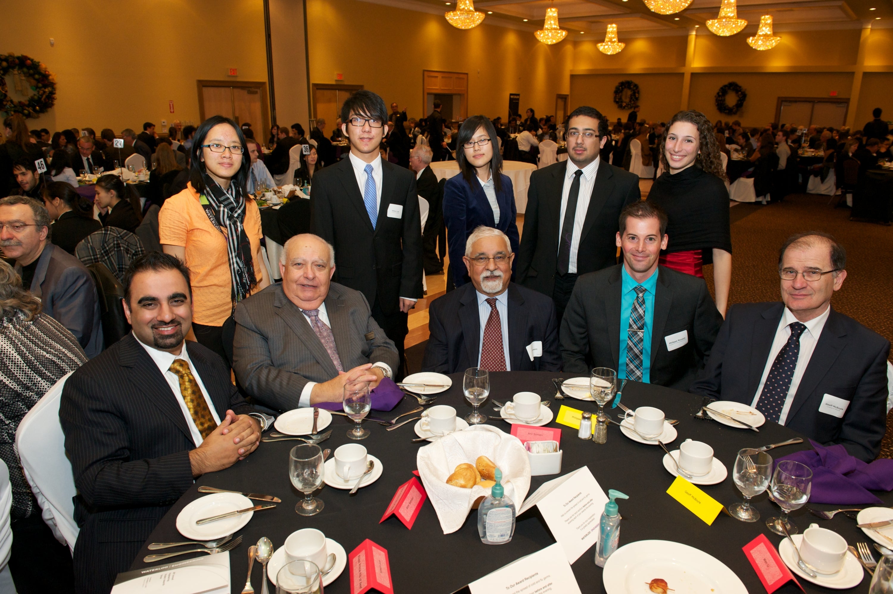 Students meeting with donors, alumni, and the dean of engineering.