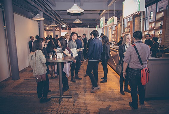 Group of alumni at a networking reception