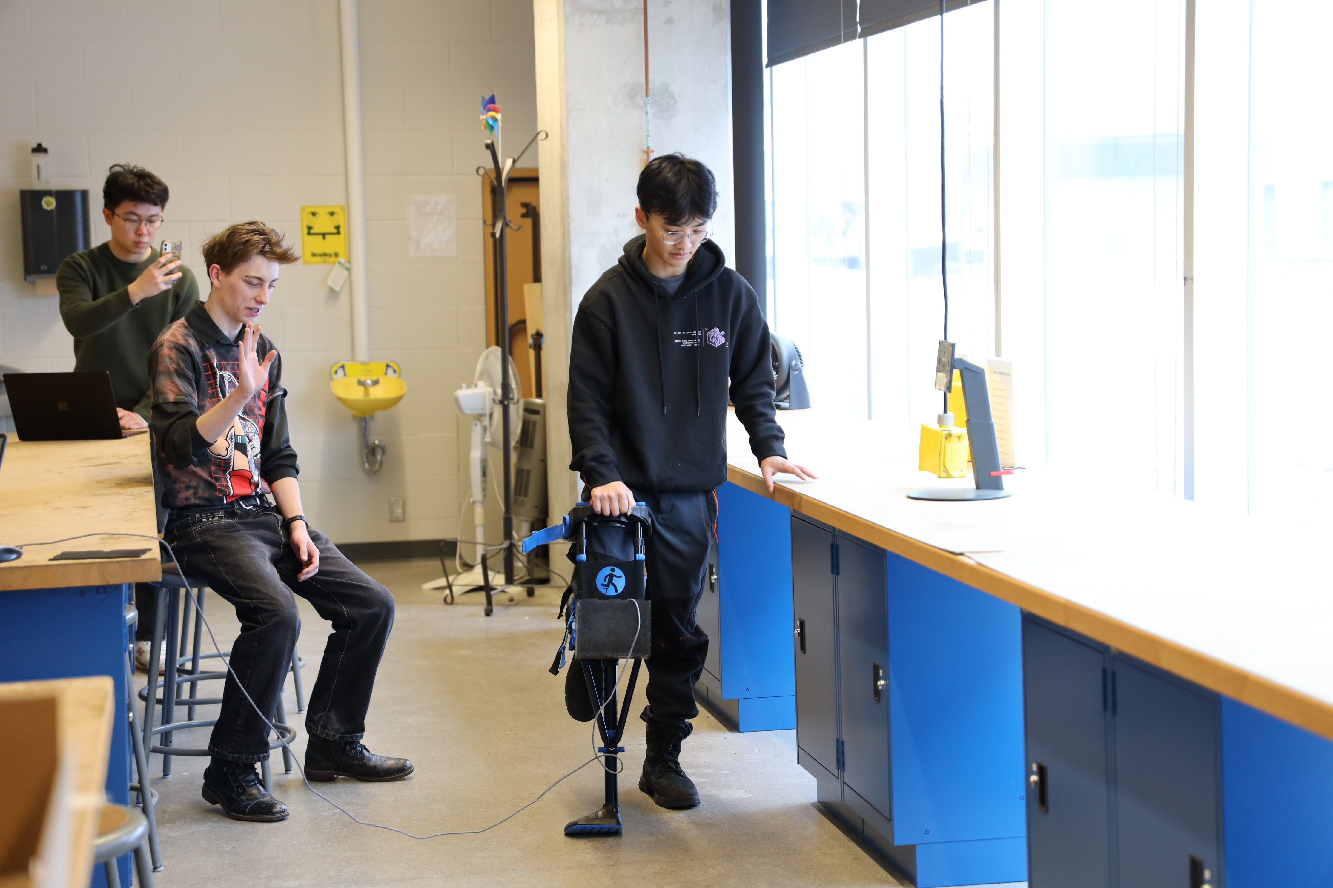 Students testing a project