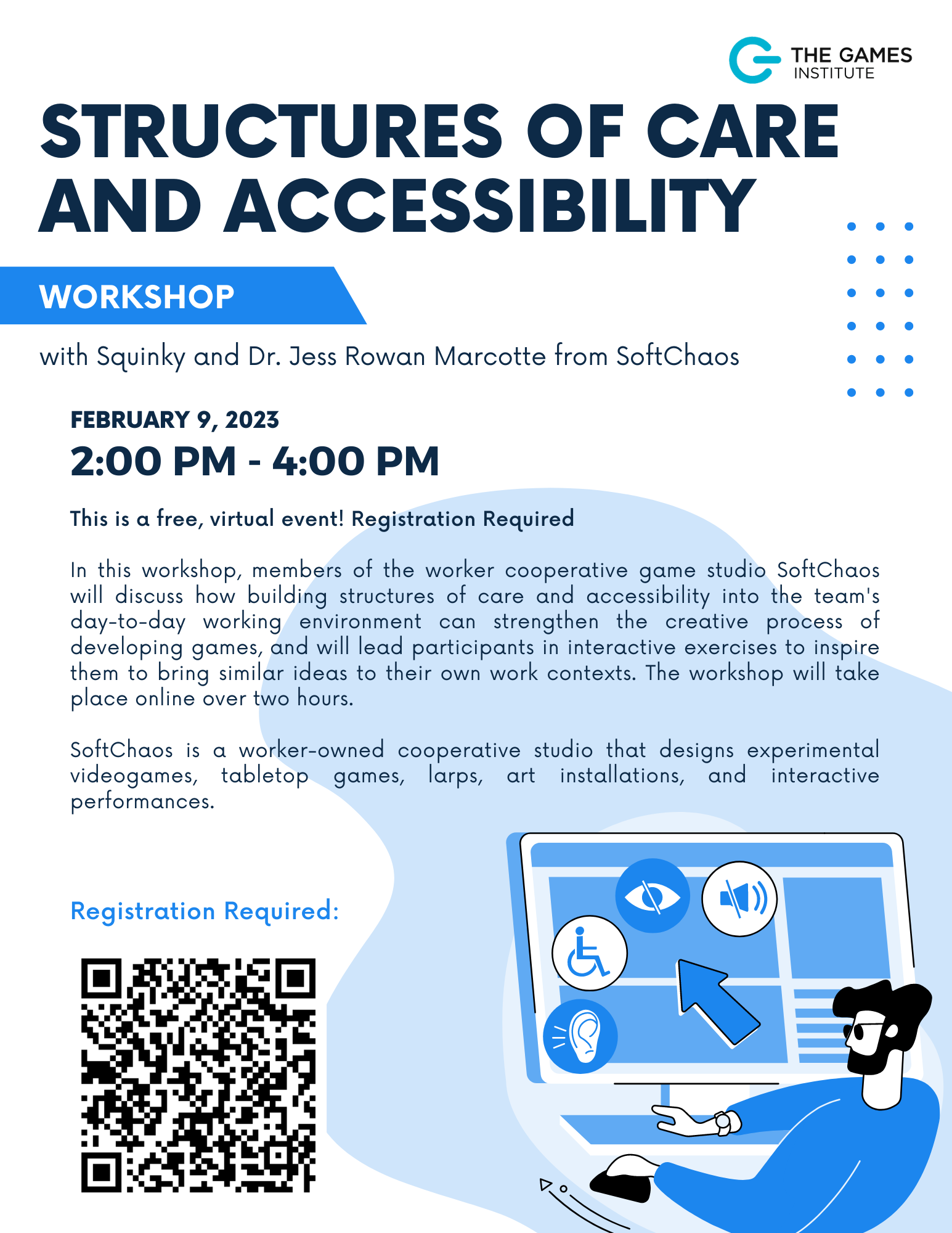 A promotional poster for the Workshop on Structures of Care and Accessibility 
