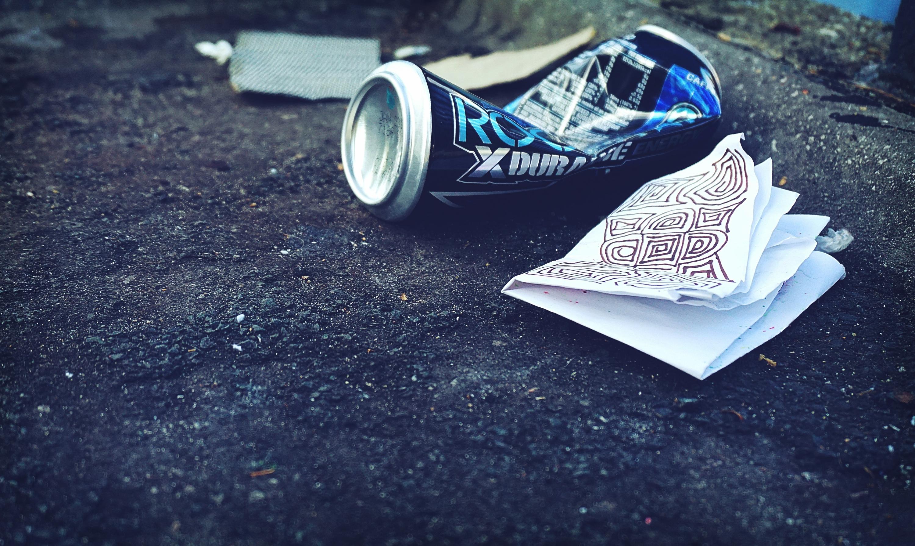 litter on a road