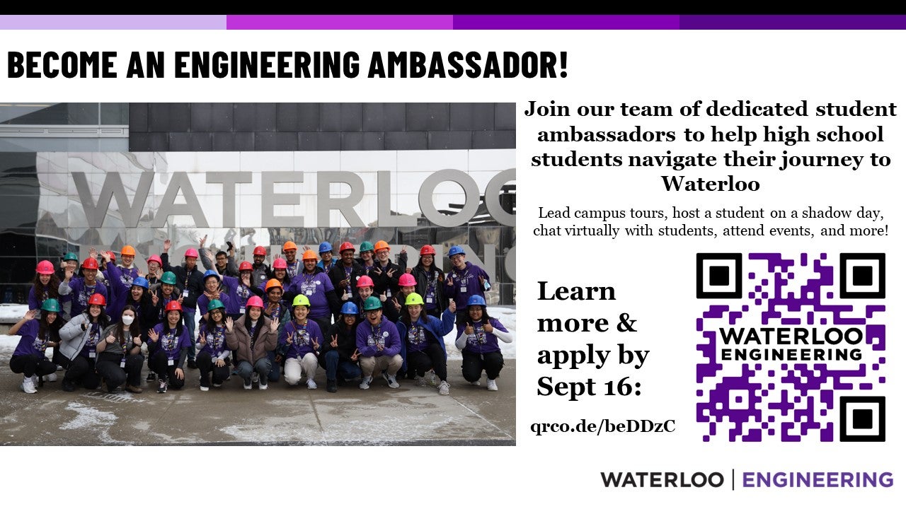 A slide advertising to become a student ambassador for students.