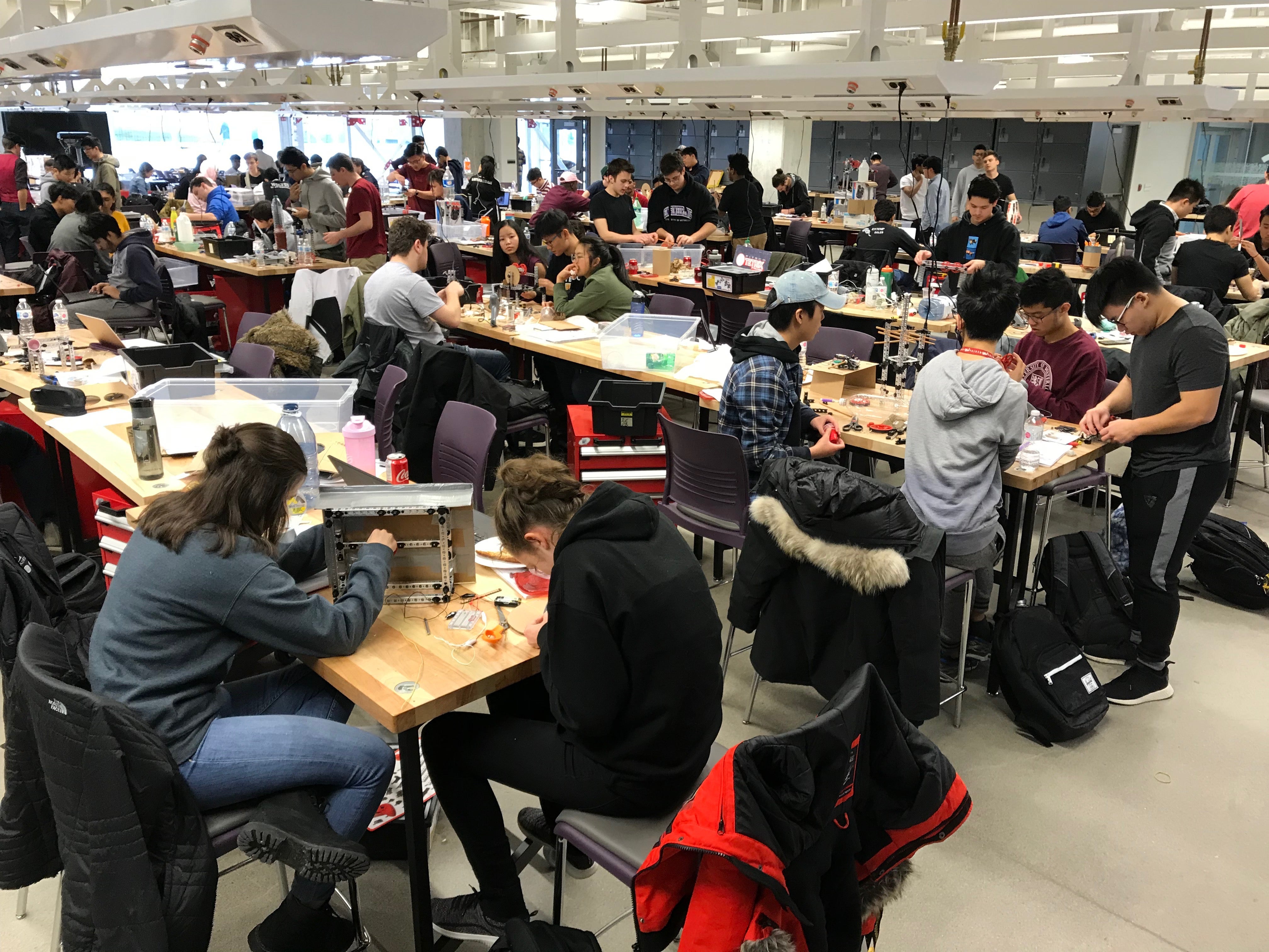 A classroom shot of students in the IDEAs Clinic.