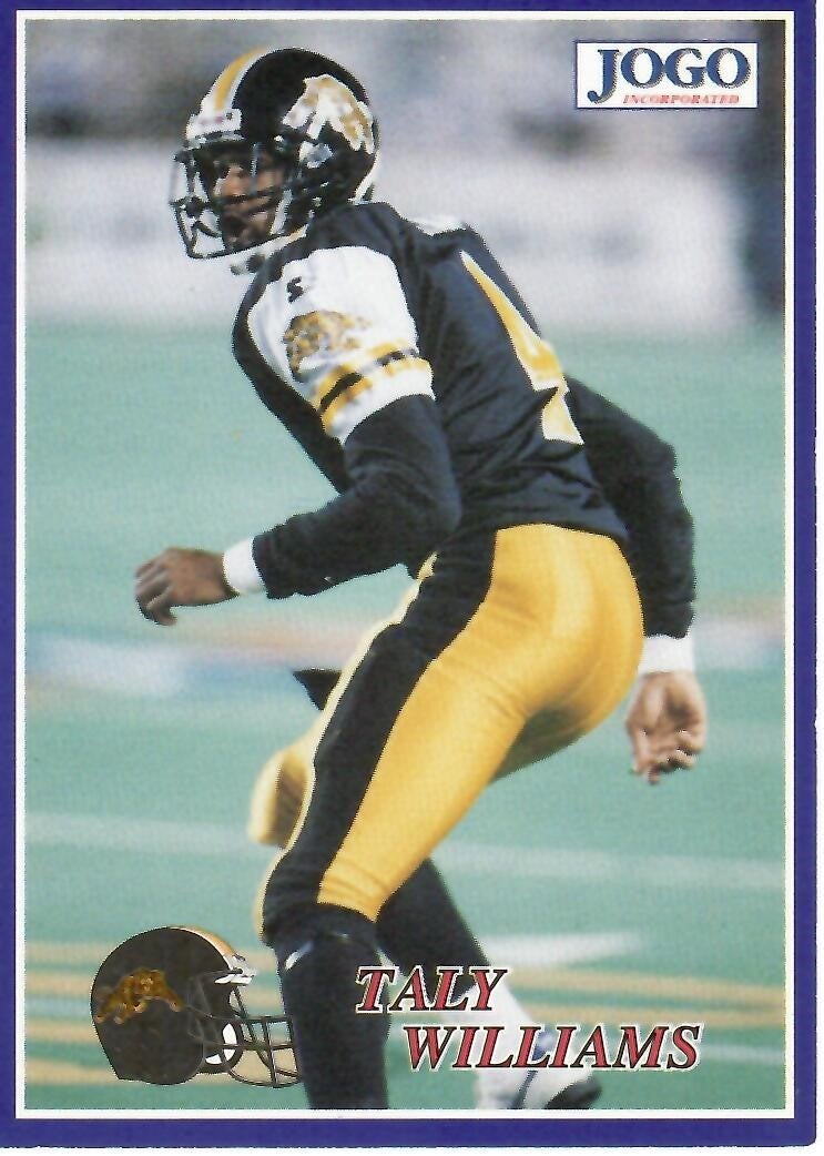 A card of pro football player Tally Williams.
