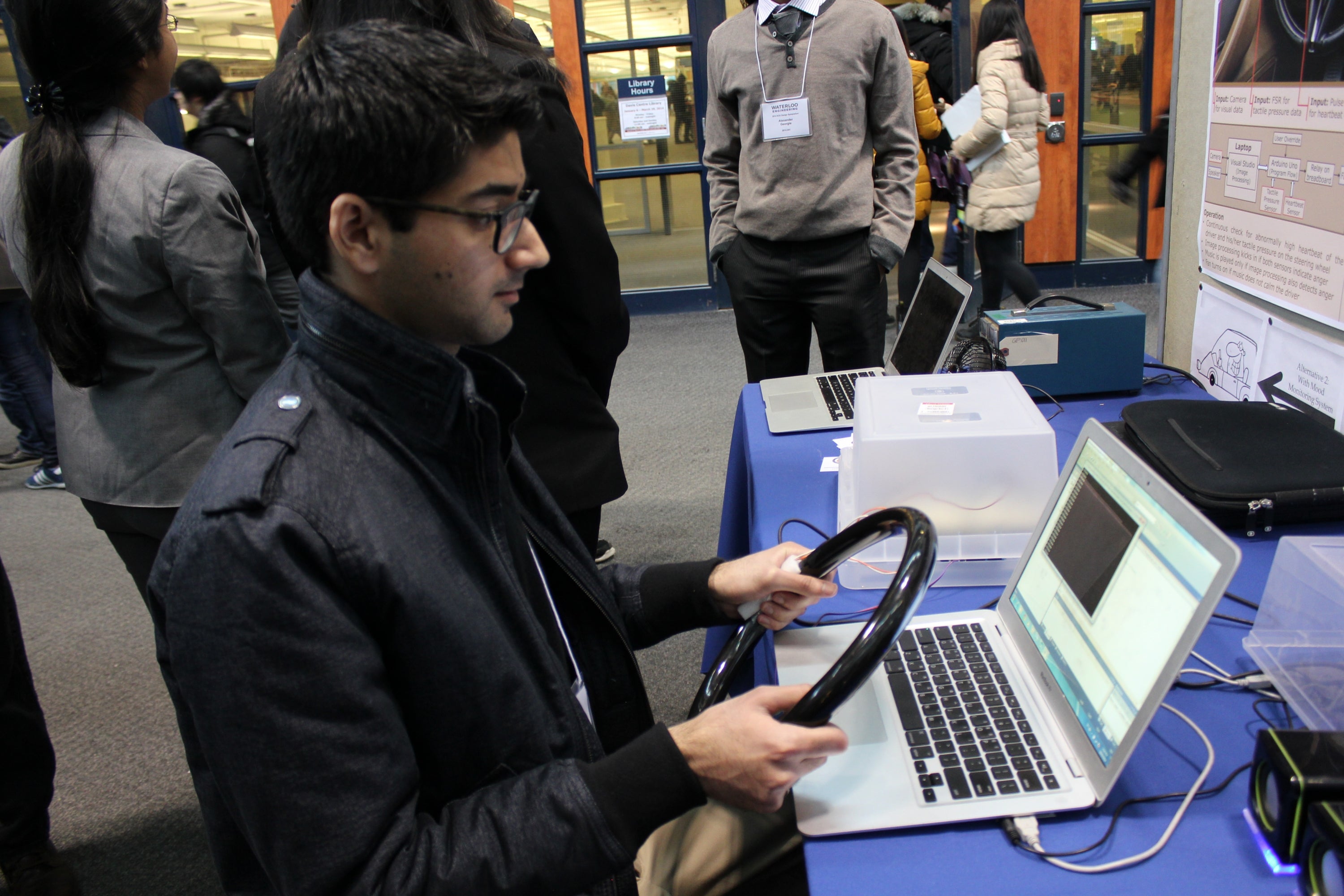 Student trying out Mood Monitoring system