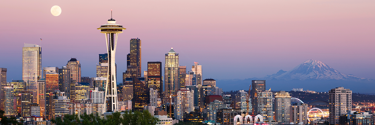 Seattle skyline at dusk