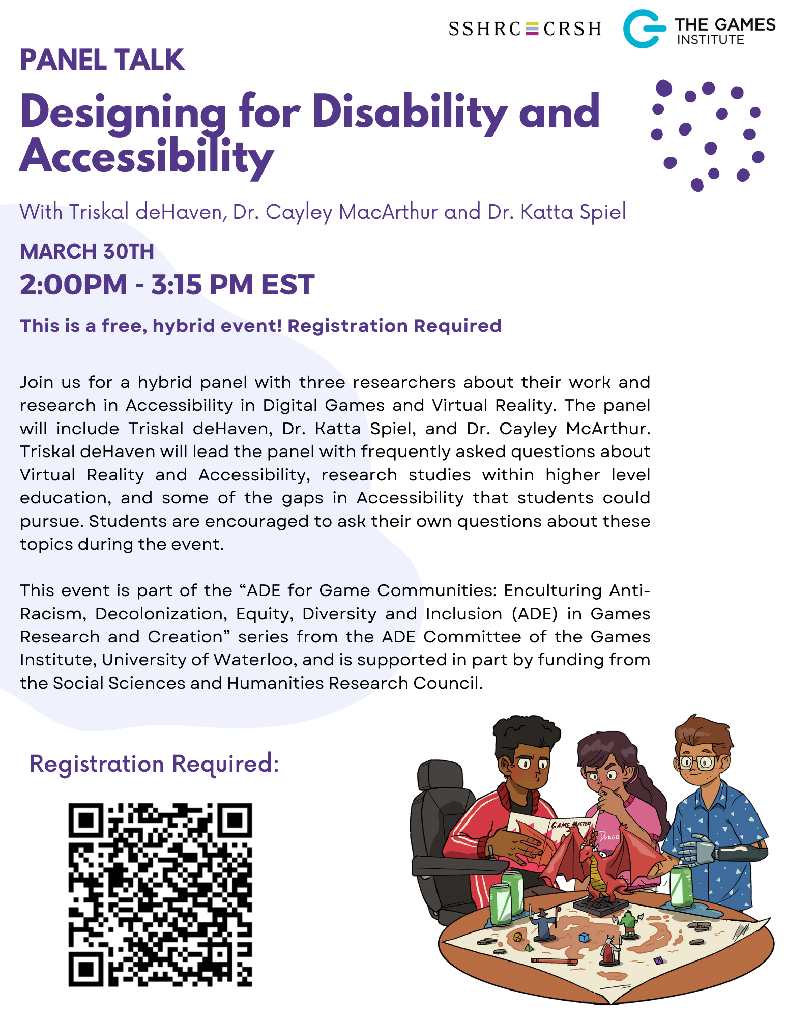 Promotional poster for "Panel on Designing for Disability and Accessibility" 