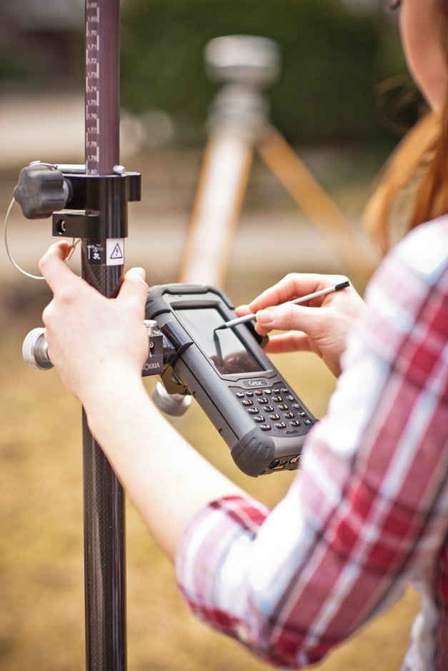 Student working with geological equipment