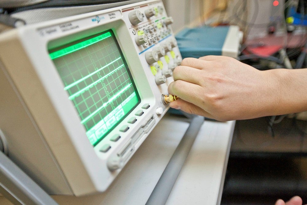 Hand turning dials on a computer screen