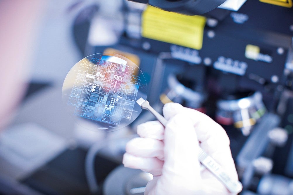 Person working on a fuel-cell-powered vehicle