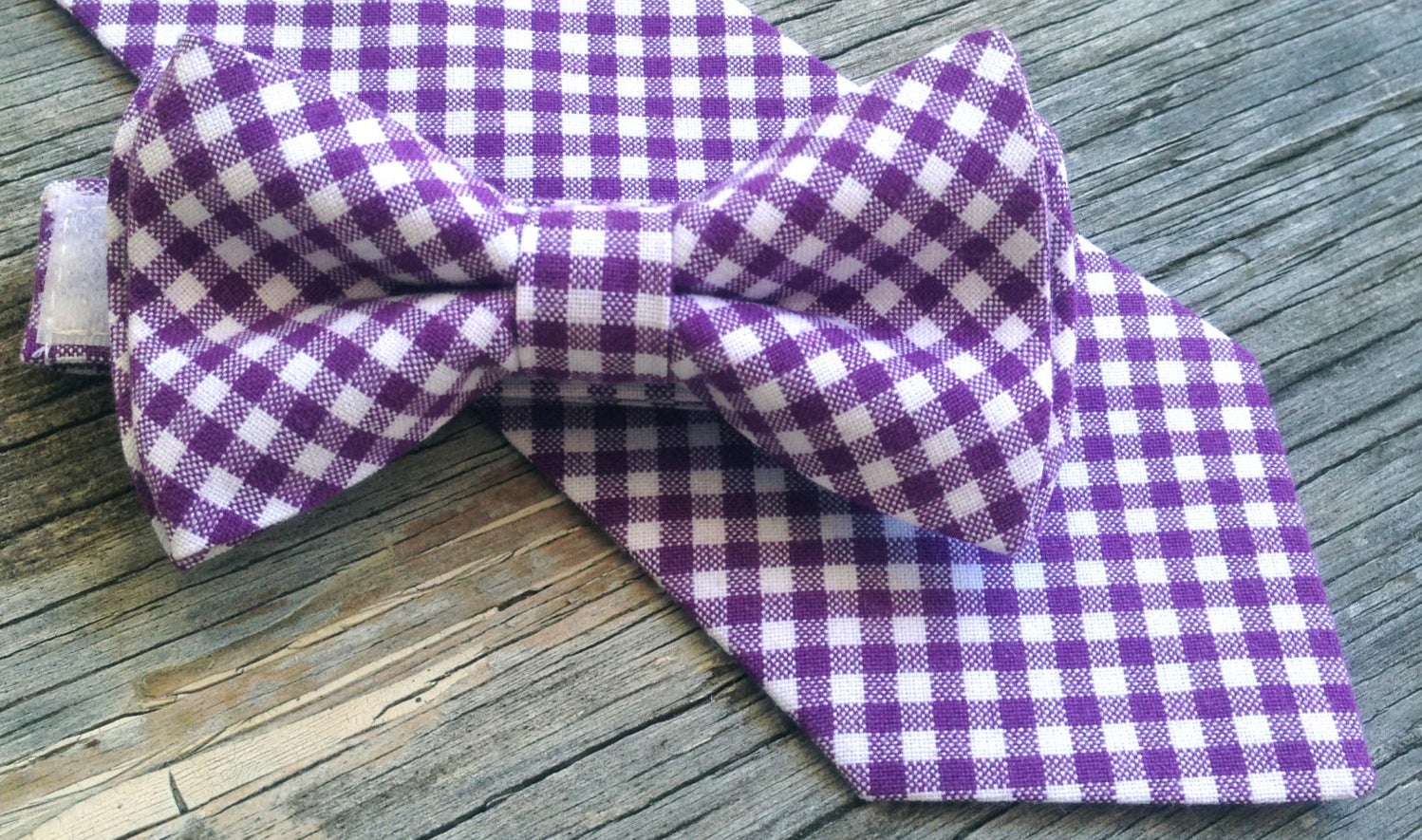 purple tie and bowtie