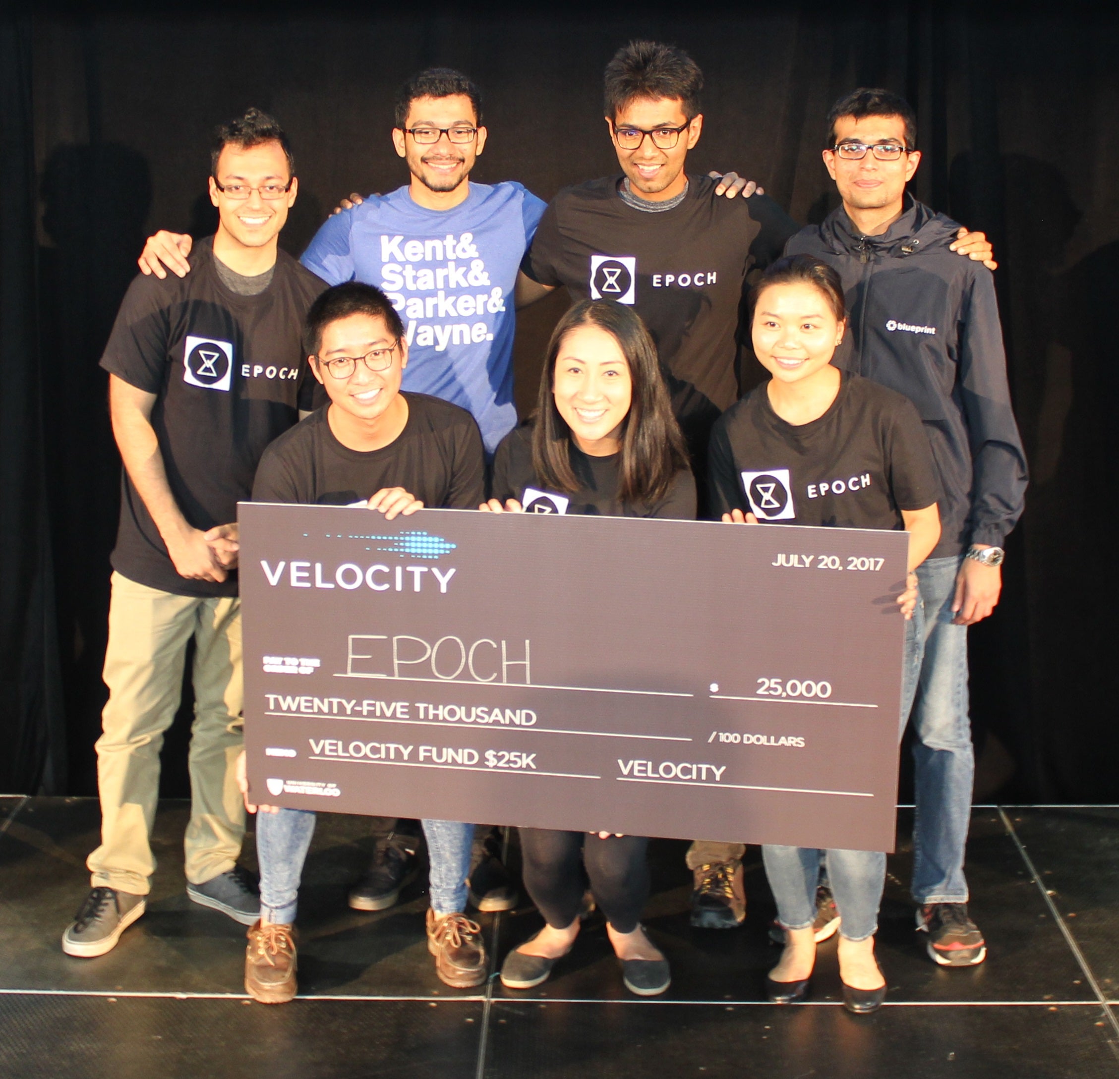 Members of team EPOCH pose with their cheque.