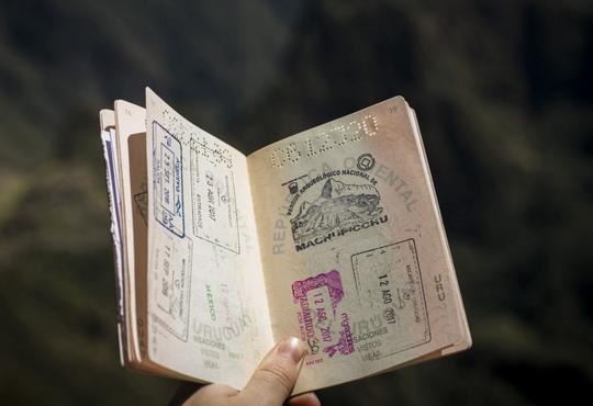 Stamps inside a passport