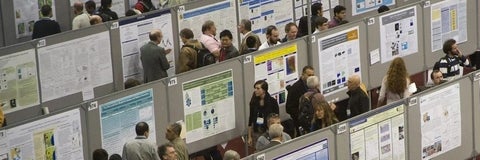 Overhead photo of poster sessions.