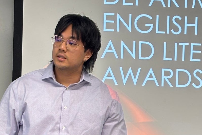 Jiho Mercer reads from his winning submission.