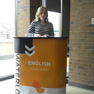 Photo: English Society Creative Writing Award for Prose receipient, Eleanor Howell, reads from her winning submission.