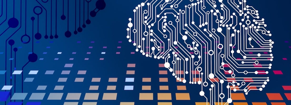 Illustration of brain composed of circuits