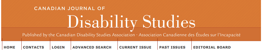 Screenshot of the title of the Canadian Journal of Disability Studies.