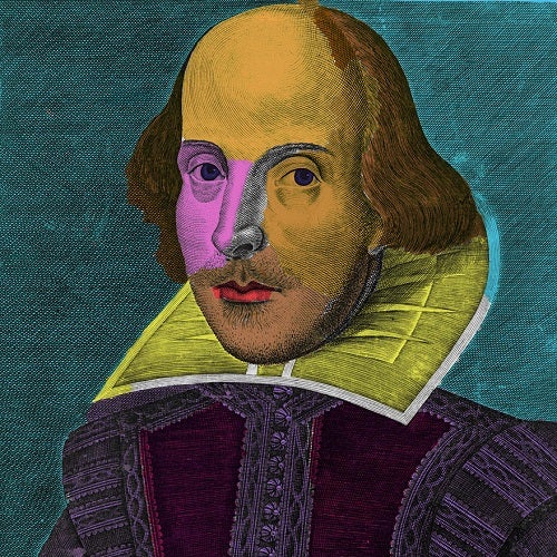 Colourized picture of William Shakespeare by Andy Warhol.