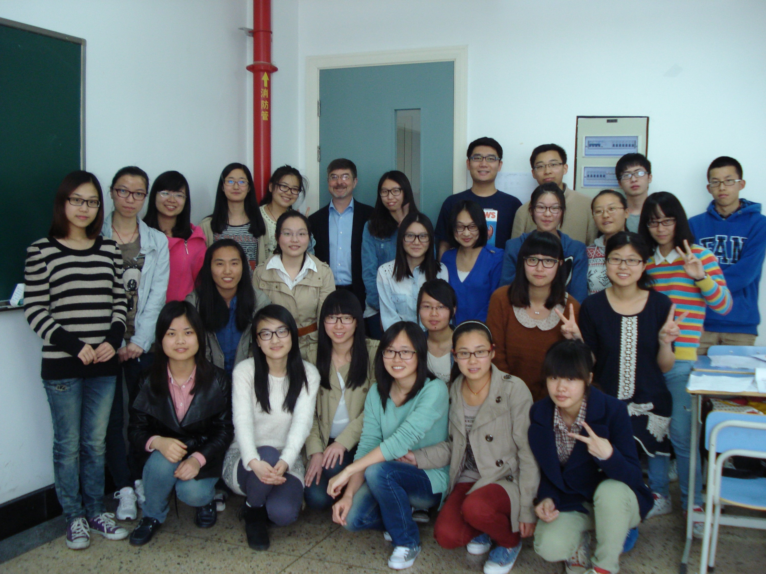 Students from the School of Foreign Languages at Zhejiang Gongshang University in Hangzhou, China and Fraser Easton