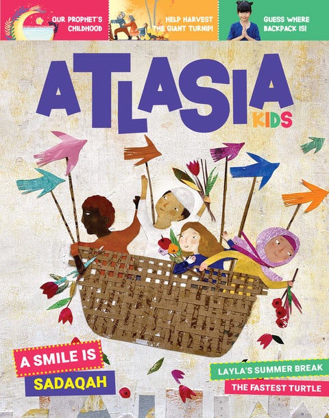 Cover from Atlasia magazinw with kids in a balloon.
