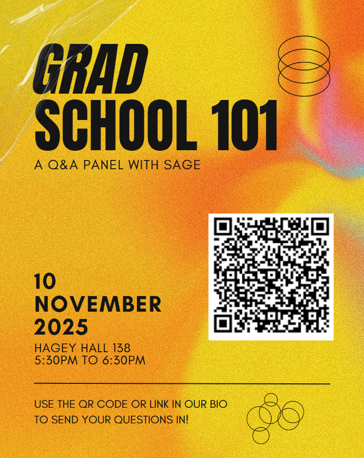 Poster for Grad School 101 Workshop - Information on web page.