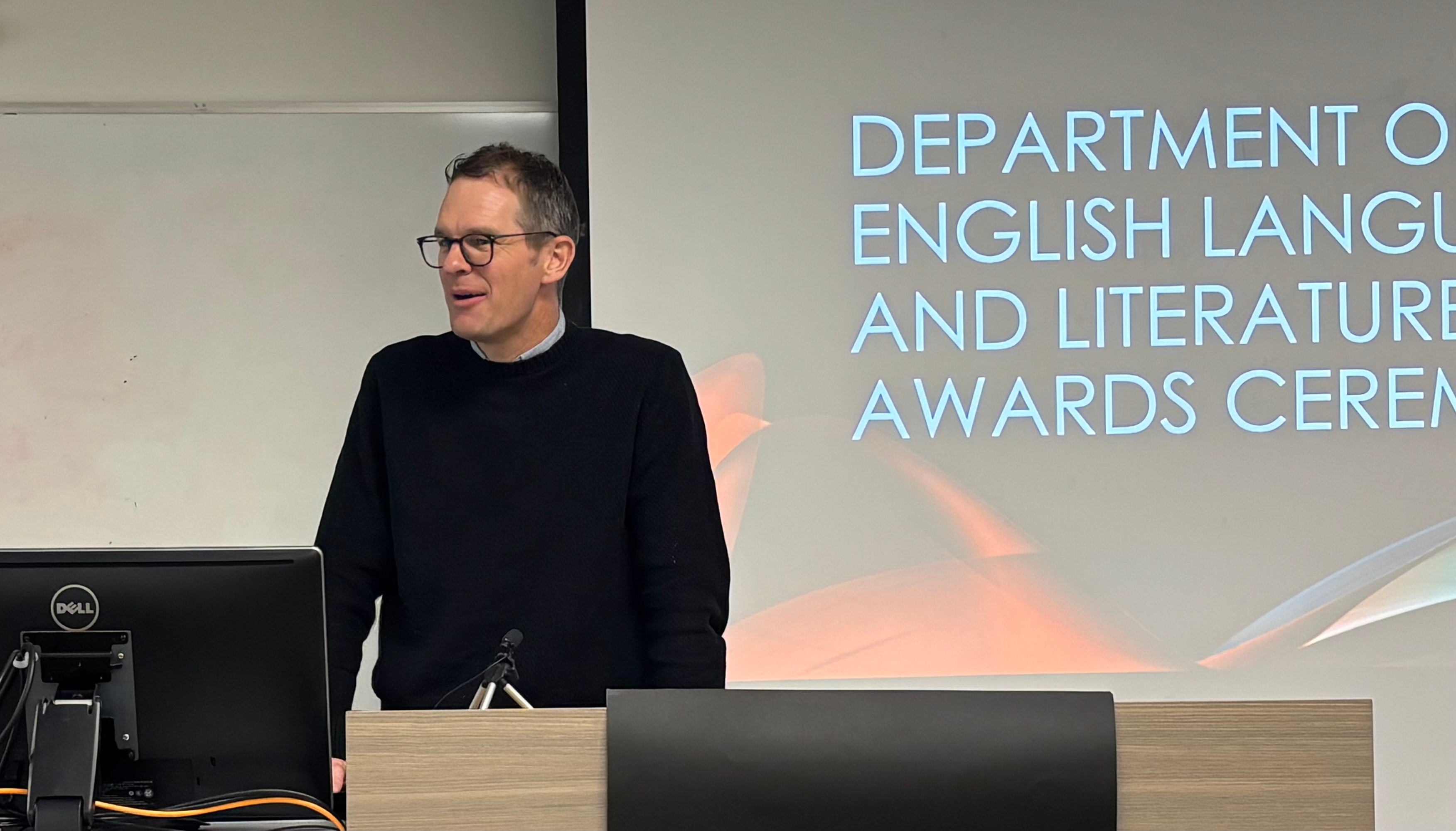 English Chair Dr. Jay Dolmage presents opening remarks.