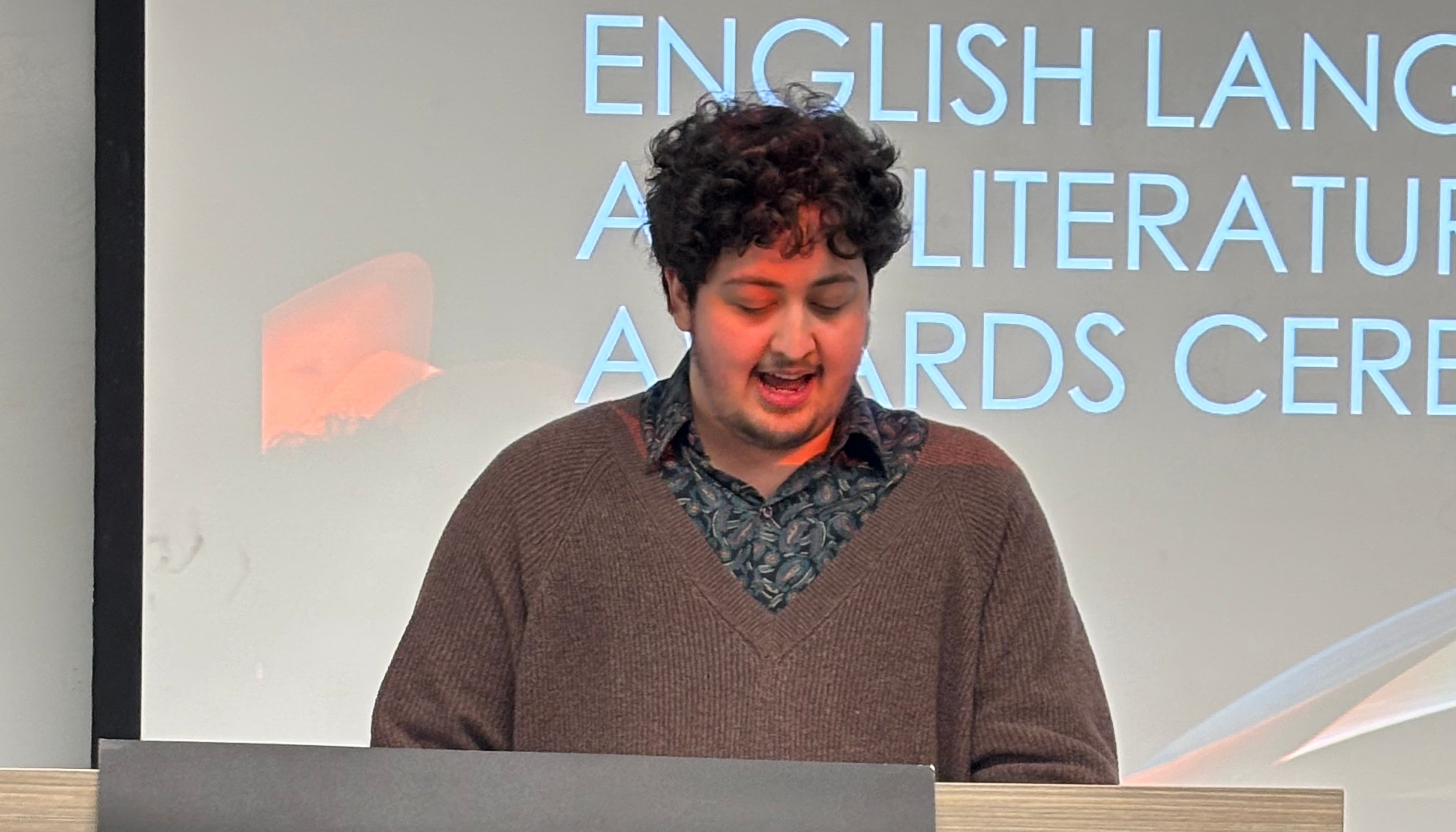 Theo Patterson reads from his award-winning submission.